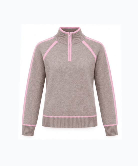 Hovedbilde Vilje & Ve Esther 1/2 Zip Ull Genser Warm Taupe