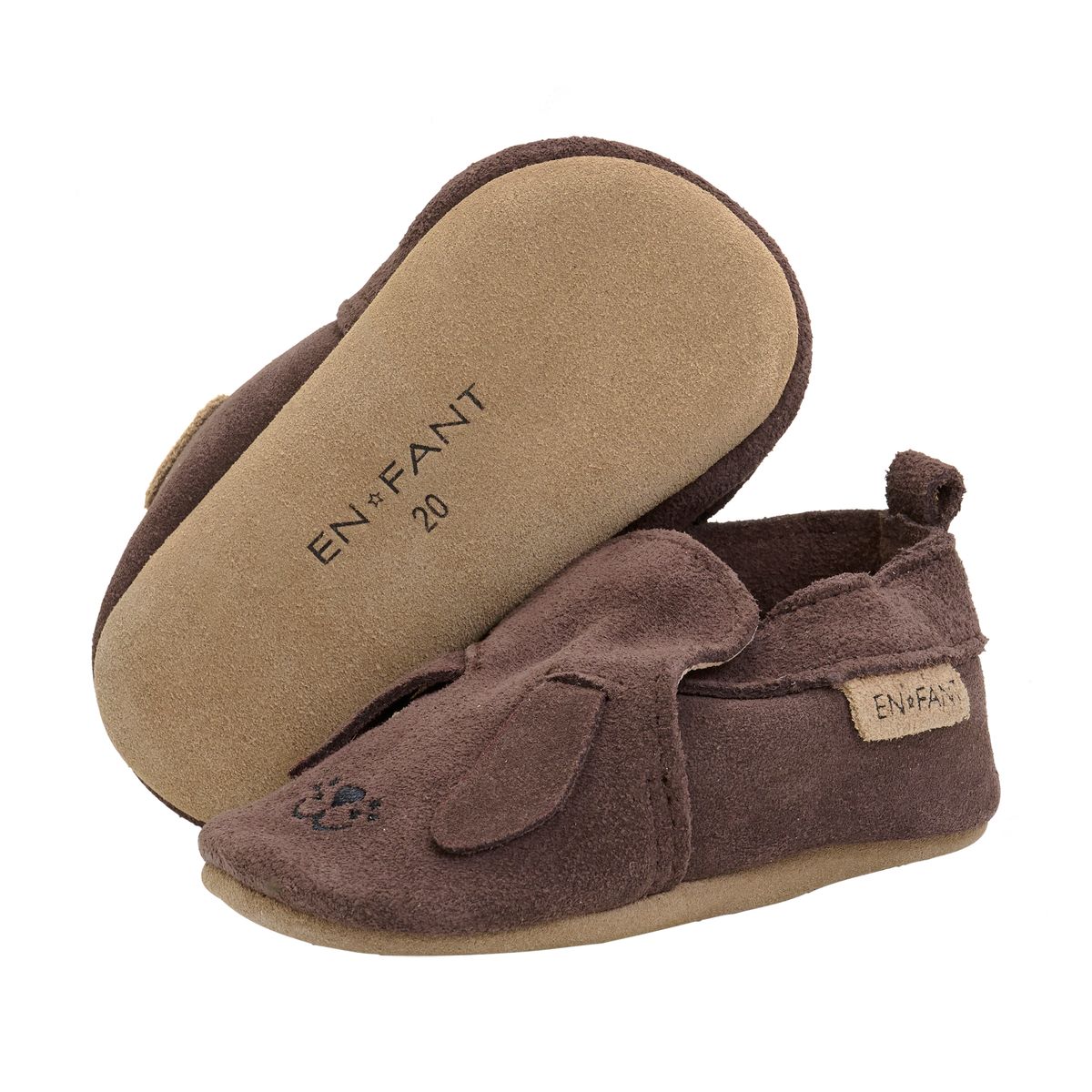 En Fant Semskede Tøfler Med Dyremotiv Chocolate Brown