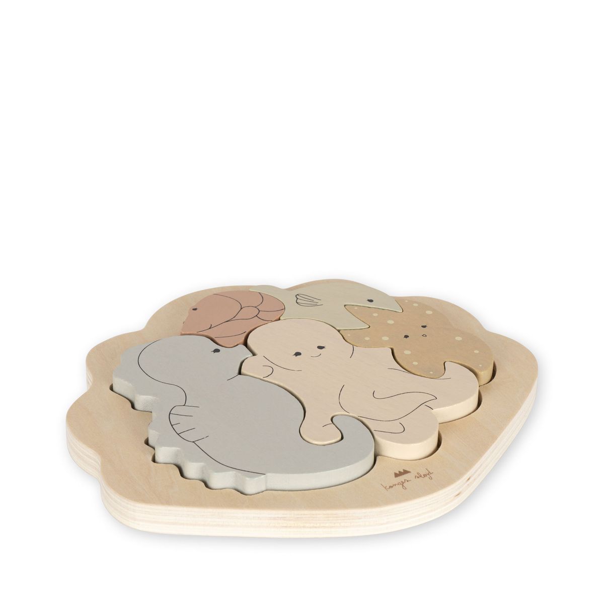 Konges Sløjd Sea Animals Wood Clam Puzzle Multi