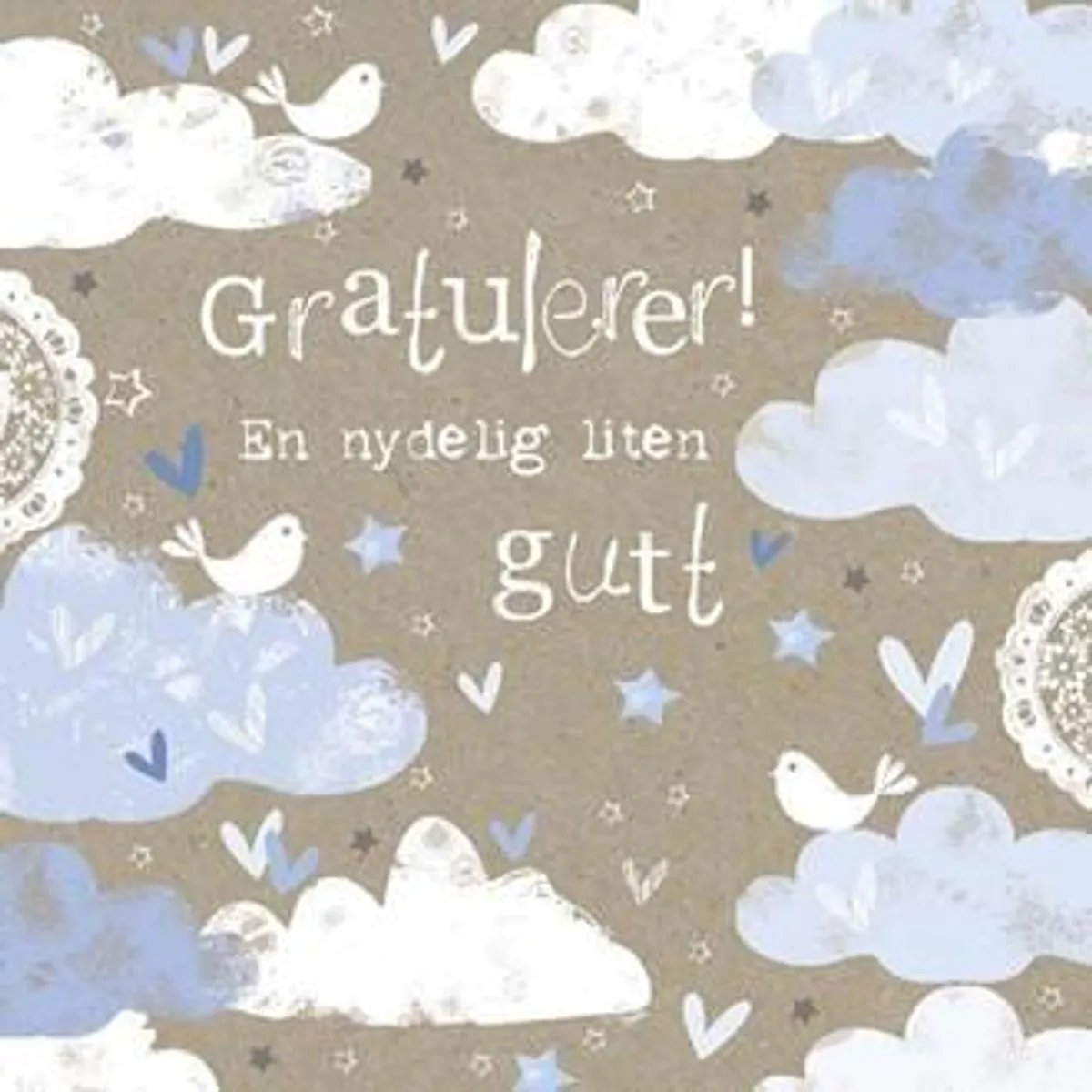 Minikort - Gratulerer (Gutt, 8 x 8 cm)