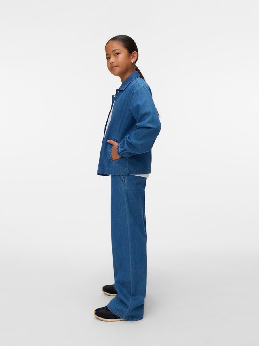 Vero Moda Girl Tenna bukse Mid Waist  mellomblå denim