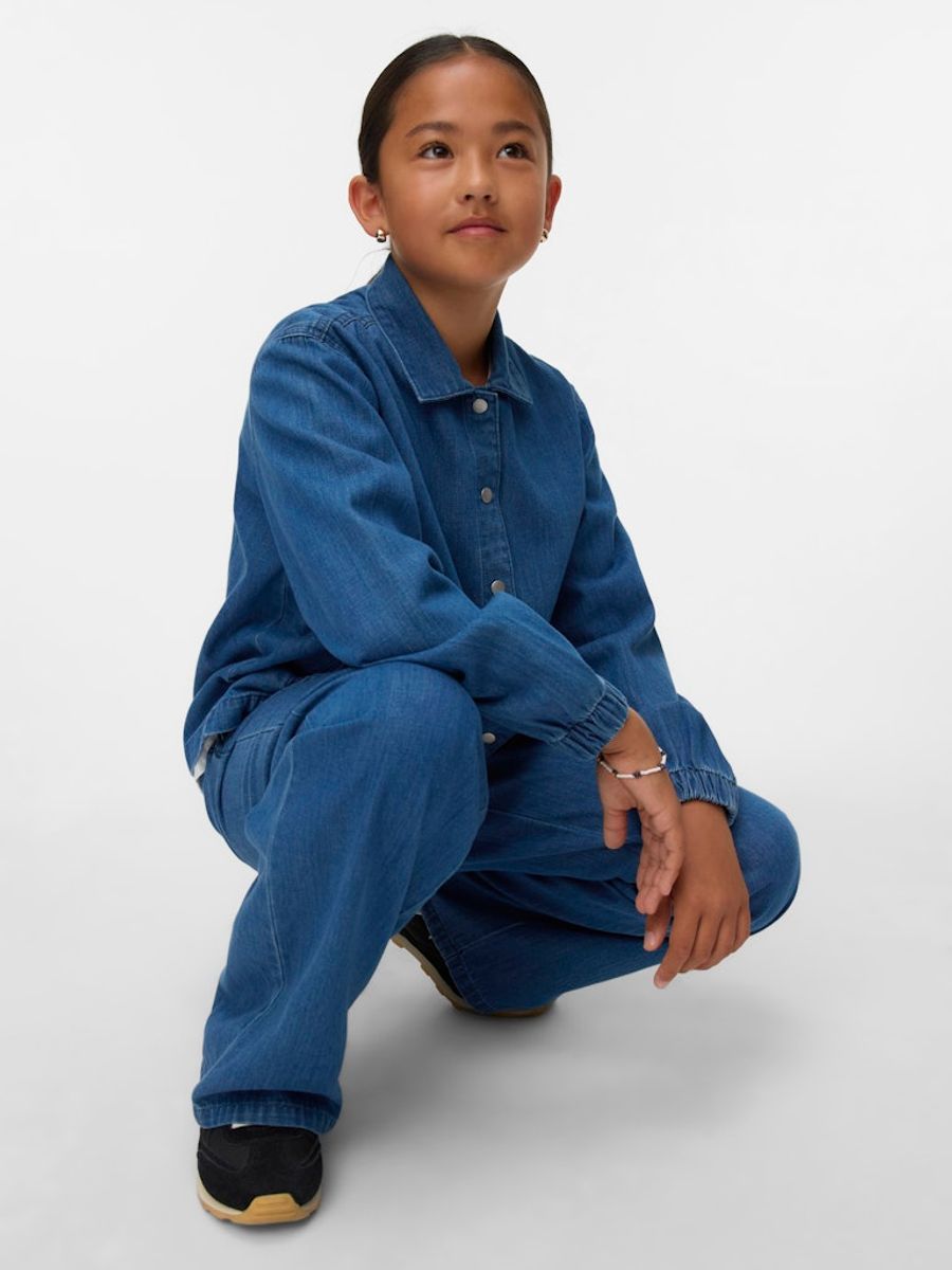 Vero Moda Girl Tenna bukse Mid Waist  mellomblå denim