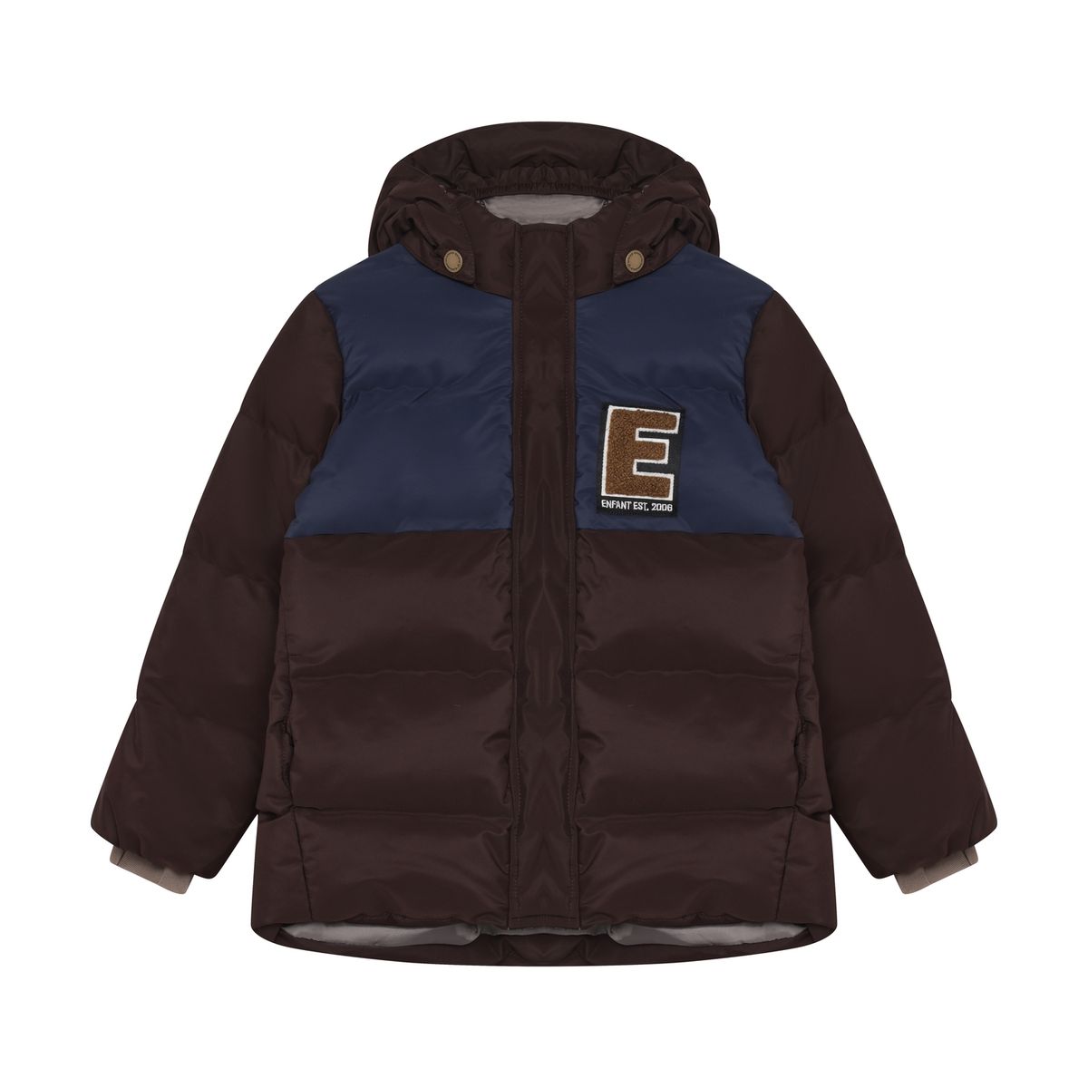 En Fant Quiltet Colorblock-jakke Coffee Bean