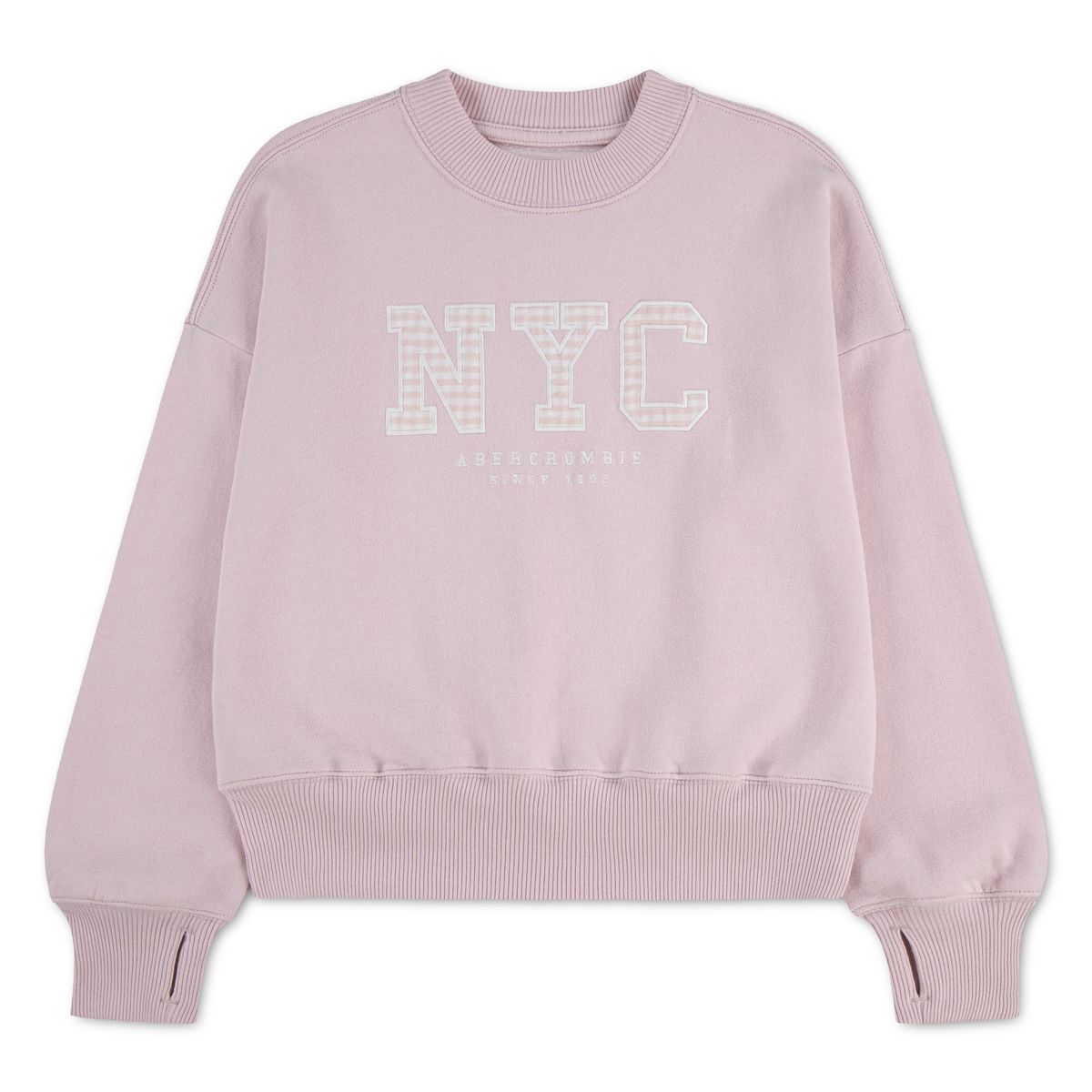Abercrombie Nyc Gingham Sweatshirt Chalk Pink