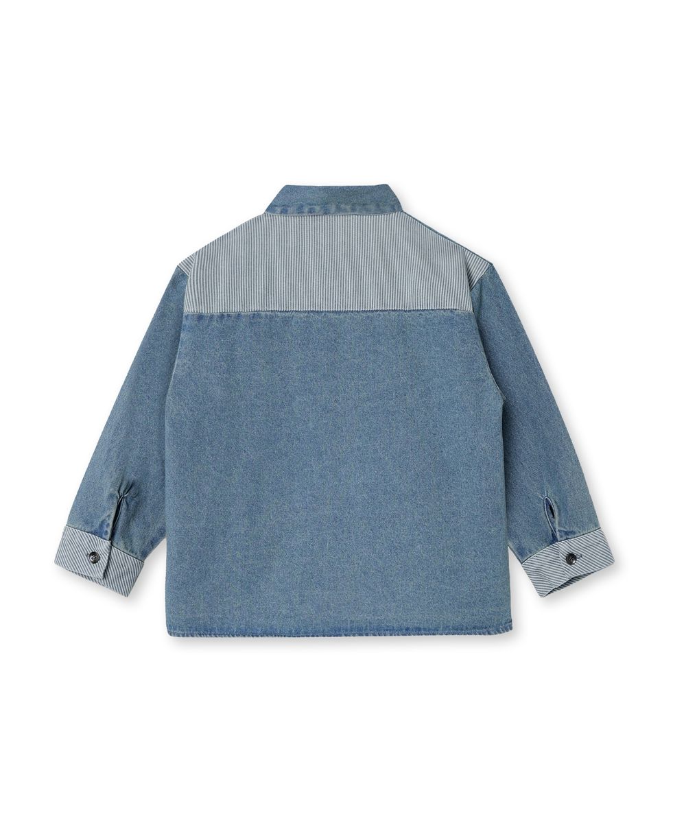 Fliink Don Contrast Skjorte Medium Denim Blue