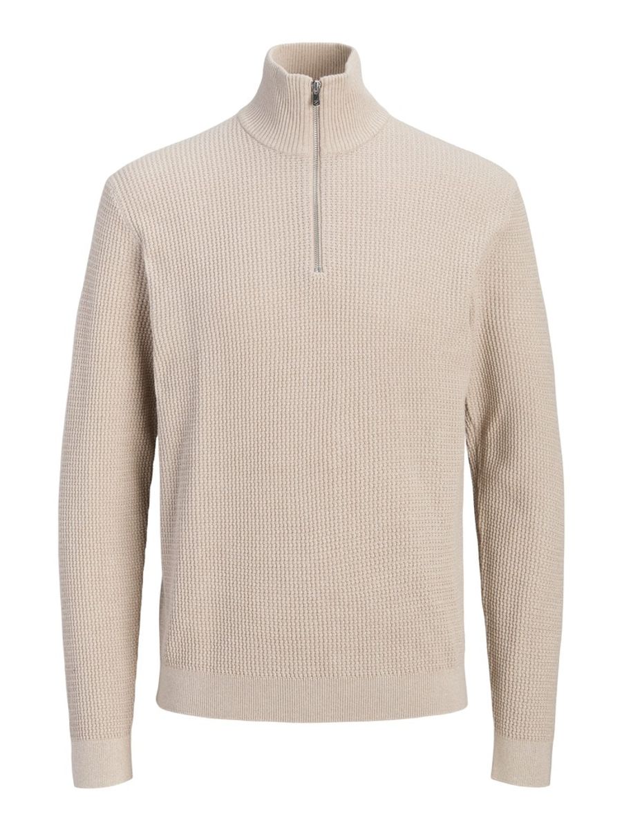 Jack & Jones Junior Stanley Strikkegenser Med Half-Zip Taupe