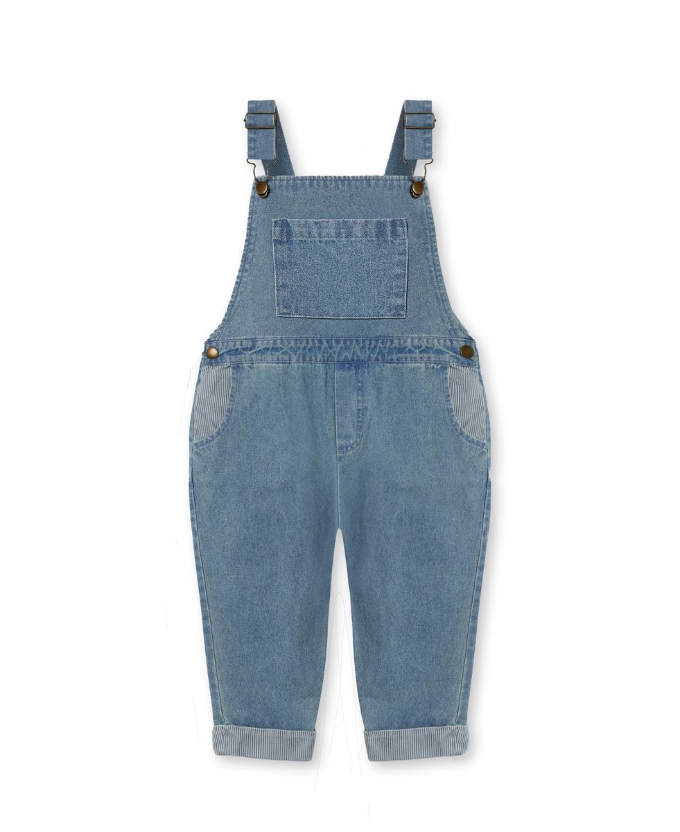 Fliink Don Contrast Overall Medium Denim Blue
