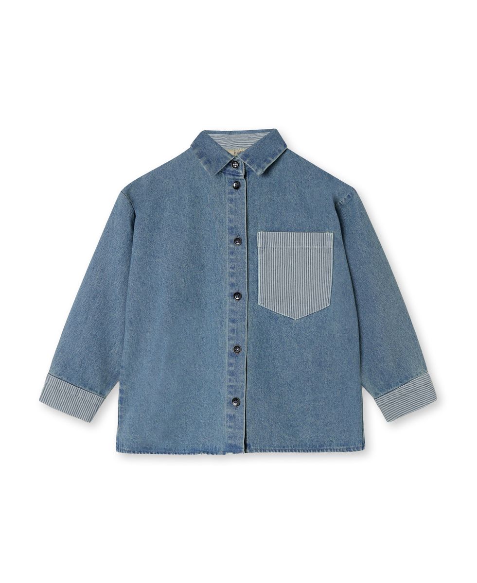 Fliink Don Contrast Skjorte Medium Denim Blue