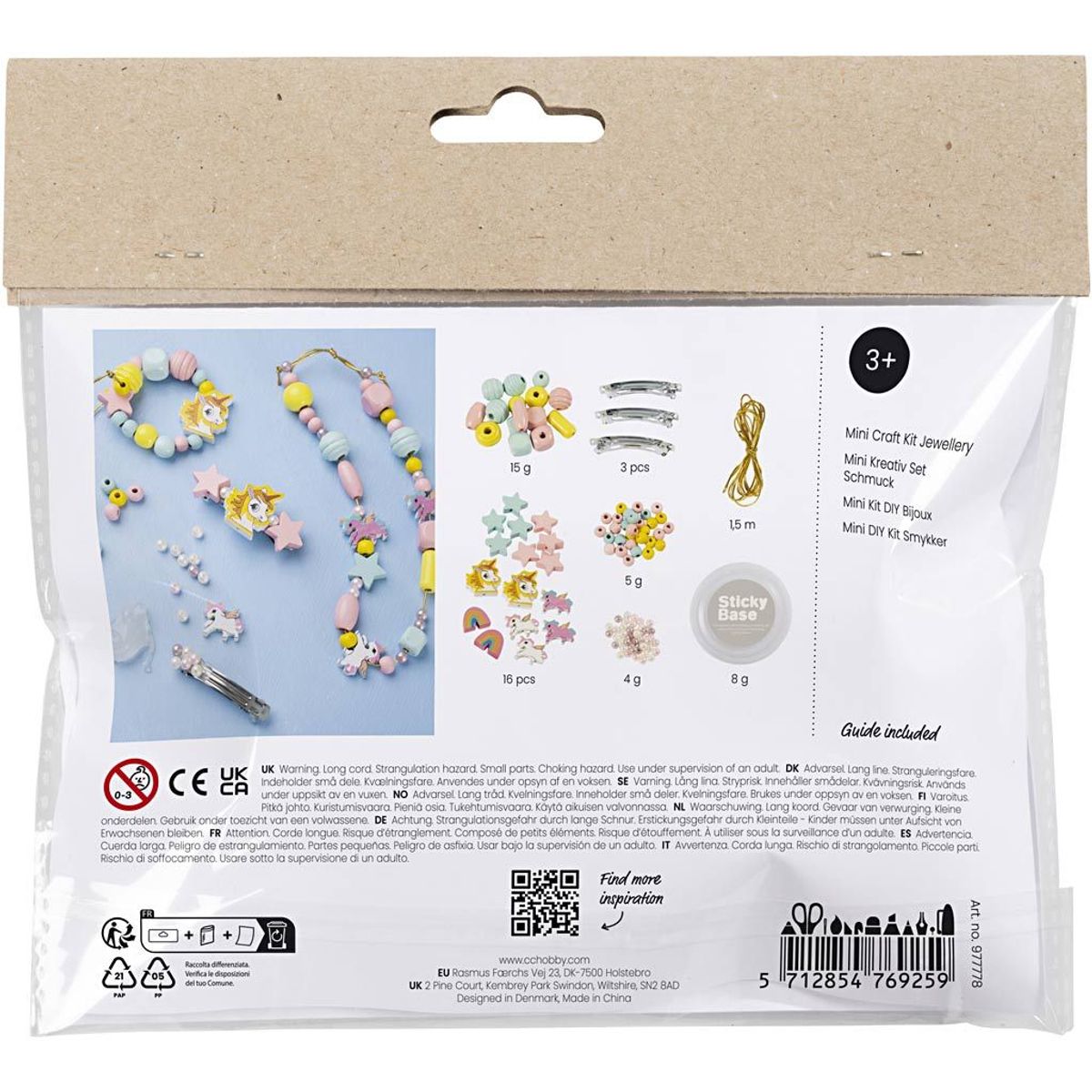 Mini DIY Kit Smykker, Halskjede, armbånd, øreringer, lys blå